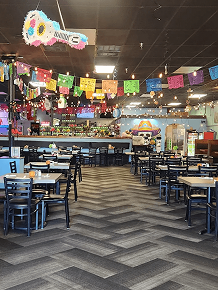 REPLACE → colorful folk-art interior with papel picado